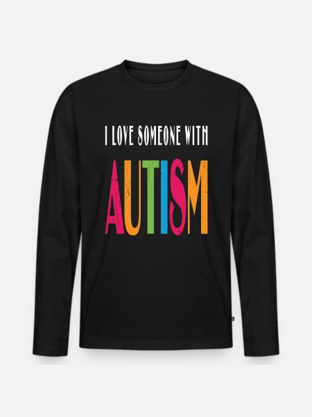 J’aime quelqu’un avec autisme Autisme Rétro - T-shirt manches longues Premium bio Homme - noir