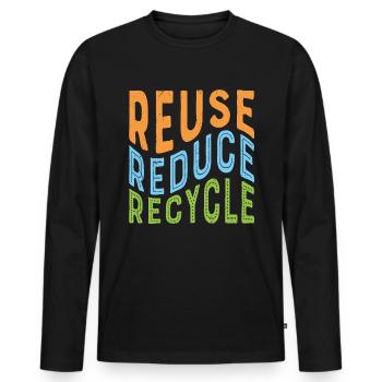 Reduce Reuse Recycle Rrr Strategy - Men's Premium Organic Long Sleeve Shirt - black - Front - Nico (187cm)