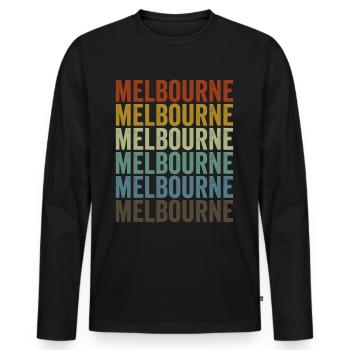 Melbourne Australien Retro Vintage - Männer Premium Bio Langarmshirt - Schwarz - Vorne - Nico (187cm)
