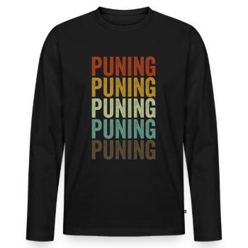 Puning China Retro Vintage - Männer Premium Bio Langarmshirt - Schwarz - Vorne - Nico (187cm)