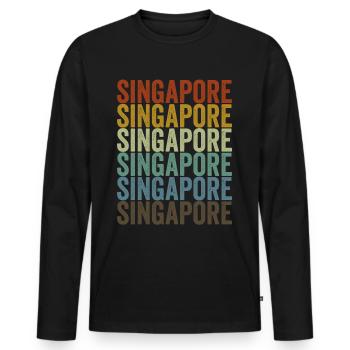 Singapour Singapour Retro Vintage - T-shirt manches longues Premium bio Homme - noir - Devant - Nico (187cm)
