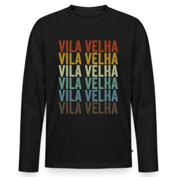 Vila Velha Brésil Rétro Vintage - T-shirt manches longues Premium bio Homme - noir - Devant - Nico (187cm)