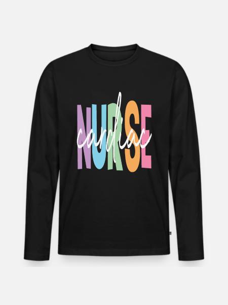 Cardiac Nurse Quotes - Men's Premium Organic Long Sleeve Shirt - black