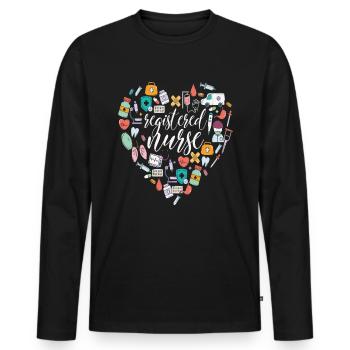 Citations d’infirmières infirmières autorisées - T-shirt manches longues Premium bio Homme - noir - Devant - Nico (187cm)