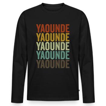 Yaoundé Cameroun Rétro Vintage - T-shirt manches longues Premium bio Homme - noir - Devant - Nico (187cm)