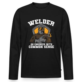 Welder An Engineer With Common Sense - Men's Premium Organic Long Sleeve Shirt - black - Front - Nico (187cm)