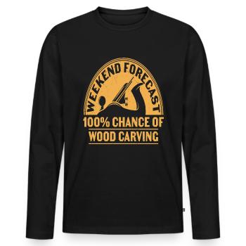Wöchentliche Prognose 100% Chance auf Holzschnitzerei - Männer Premium Bio Langarmshirt - Schwarz - Vorne - Nico (187cm)