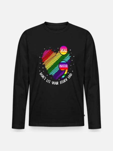 Du bist wichtig, lass deine Geschichte nicht enden - Männer Premium Bio Langarmshirt - Schwarz