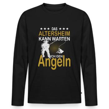 maison de retraite peut attendre retraite retraite retraite pêche grand-père - T-shirt manches longues Premium bio Homme - noir - Devant - Nico (187cm)