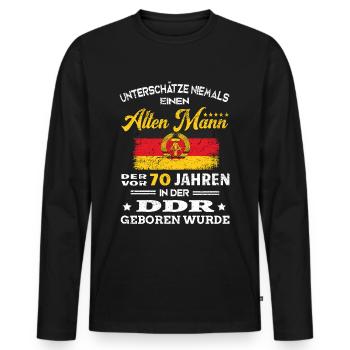 Birthday 70 years GDR Born Old man - Men's Premium Organic Long Sleeve Shirt - black - Front - Nico (187cm)
