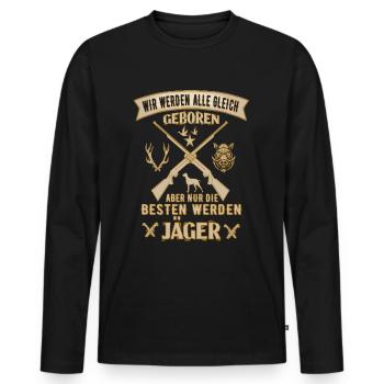 Hunting license Hunting exam passed push hunting in the forest - Men's Premium Organic Long Sleeve Shirt - black - Front - Nico (187cm)