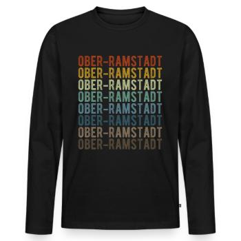 Ober-Ramstadt Stadt Retro Vintage - Männer Premium Bio Langarmshirt - Schwarz - Vorne - Nico (187cm)