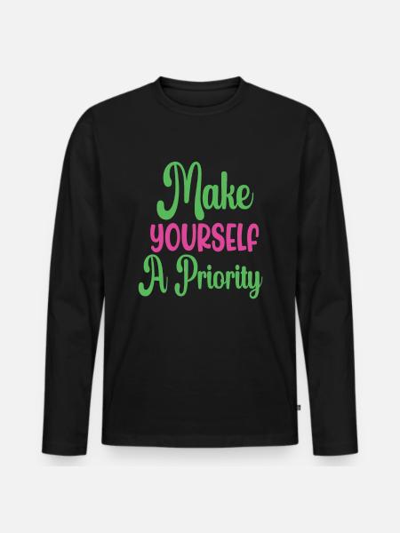 Machen Sie sich zu einer Priorität Psychische Gesundheit - Männer Premium Bio Langarmshirt - Schwarz