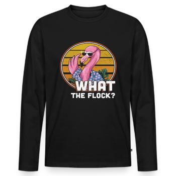 Was die Herde Flamingo - Männer Premium Bio Langarmshirt - Schwarz - Vorne - Nico (187cm)