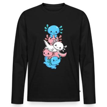 Subtil Transgender Pride Flag Kawaii Axolotl LGBTQ - T-shirt manches longues Premium bio Homme - noir - Devant - Nico (187cm)