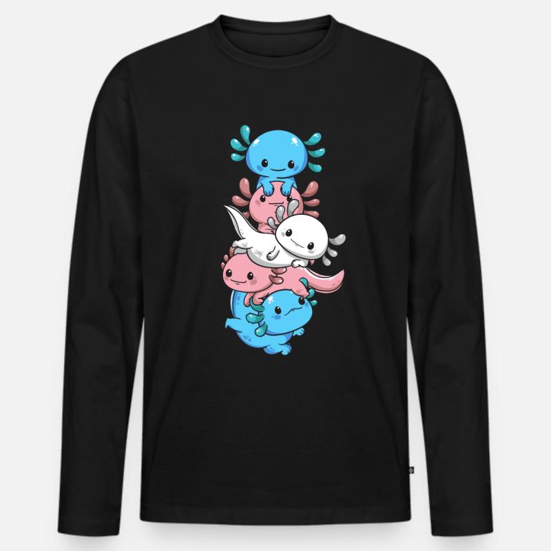 Subtle Transgender Pride Flag Kawaii Axolotl LGBTQ - Männer Premium Bio Langarmshirt - Schwarz