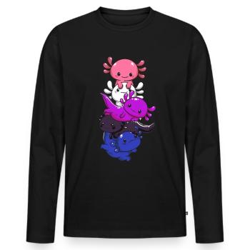 Subtle Genderfluid Flag Kawaii Axolotl LGBTQ - Men's Premium Organic Long Sleeve Shirt - black - Front - Nico (187cm)