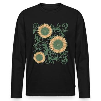 Baroque Esthétique Tournesol Motif Dark Academia - T-shirt manches longues Premium bio Homme - noir - Devant - Nico (187cm)