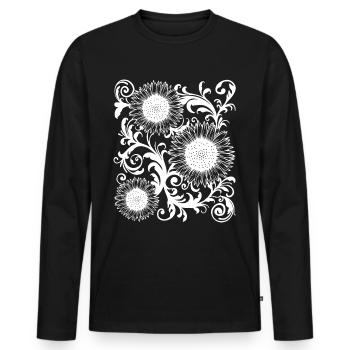 Baroque Aesthetic Sunflower Pattern Dark Academia - Men's Premium Organic Long Sleeve Shirt - black - Front - Nico (187cm)