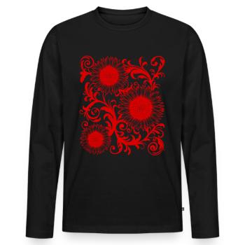 Baroque Aesthetic Sunflower Pattern Dark Academia - Men's Premium Organic Long Sleeve Shirt - black - Front - Nico (187cm)