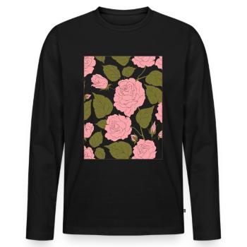 Aesthetic Rose Pattern Floral Baroque - Men's Premium Organic Long Sleeve Shirt - black - Front - Nico (187cm)