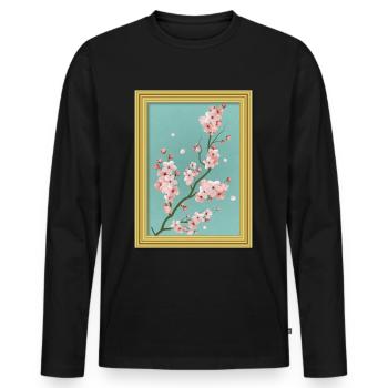 Baroque Aesthetic Japanese Cherry Blossom - Men's Premium Organic Long Sleeve Shirt - black - Front - Nico (187cm)