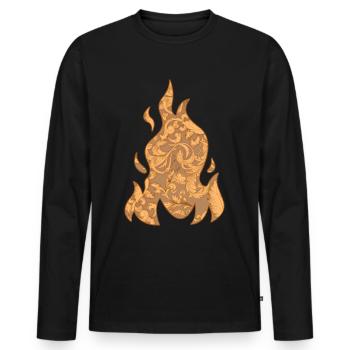Baroque Esthétique Flamme Feu Soft Grunge - T-shirt manches longues Premium bio Homme - noir - Devant - Nico (187cm)