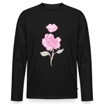 Coquette Aesthetic Pink Rose Downtown Aesthetic - Men's Premium Organic Long Sleeve Shirt - black - Front - Nico (187cm)