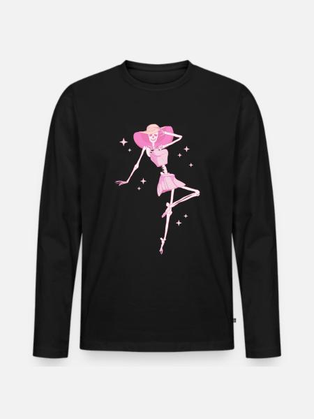 Coquette Aesthetic Pink Skeleton Downtown - Men's Premium Organic Long Sleeve Shirt - black