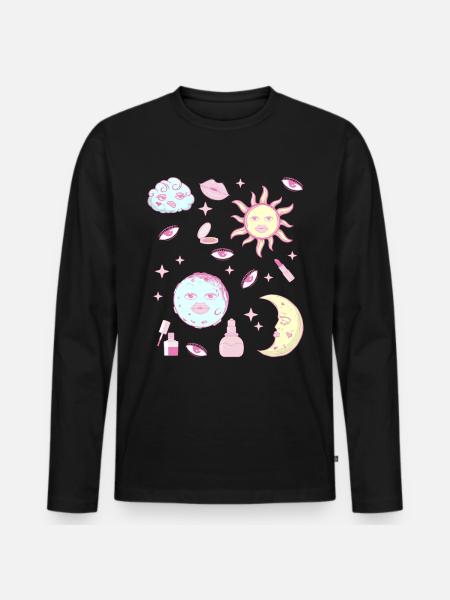 Coquette Aesthetic Roze Downtown Aesthetic - Mannen Premium Bio shirt met lange mouwen - zwart