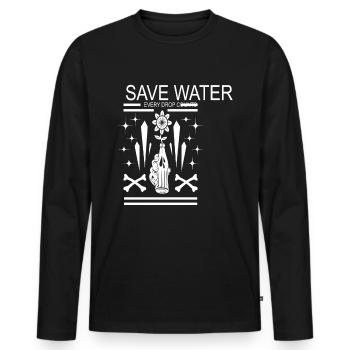 Économisez de l’eau chaque goutte compte La sécurité de l’eau - T-shirt manches longues Premium bio Homme - noir - Devant - Nico (187cm)