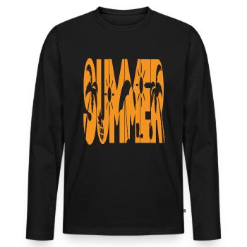 Mer d’été - T-shirt manches longues Premium bio Homme - noir - Devant - Nico (187cm)