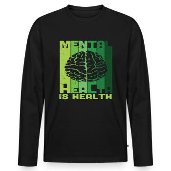 Mental Health Is Health - Men's Premium Organic Long Sleeve Shirt - black - Front - Nico (187cm)
