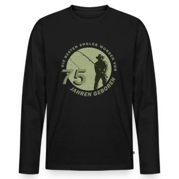 Geburtstag Angler 75 Jahre Echte Männer Angeln - Männer Premium Bio Langarmshirt - Schwarz - Vorne - Nico (187cm)