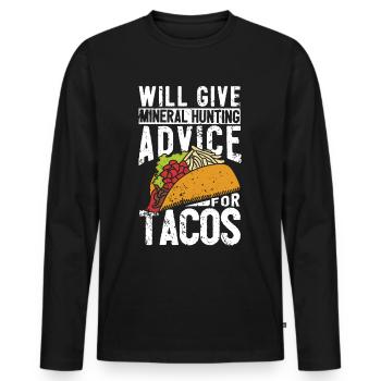 Funny geologist on a stone hunt - Men's Premium Organic Long Sleeve Shirt - black - Front - Nico (187cm)