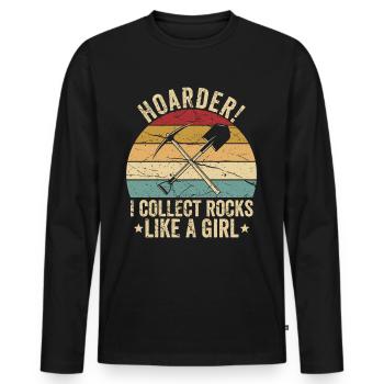 Drôle de fille de chasse aux rochers - T-shirt manches longues Premium bio Homme - noir - Devant - Nico (187cm)