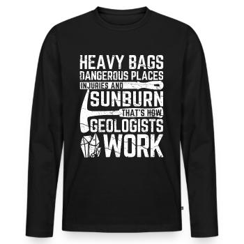 Funny Geology Geologist Rock Hunting - Men's Premium Organic Long Sleeve Shirt - black - Front - Nico (187cm)