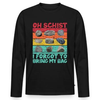 Funny geologist on a stone hunt - Men's Premium Organic Long Sleeve Shirt - black - Front - Nico (187cm)