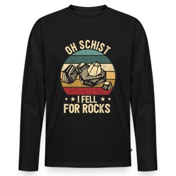 Funny geologist on a stone hunt - Men's Premium Organic Long Sleeve Shirt - black - Front - Nico (187cm)