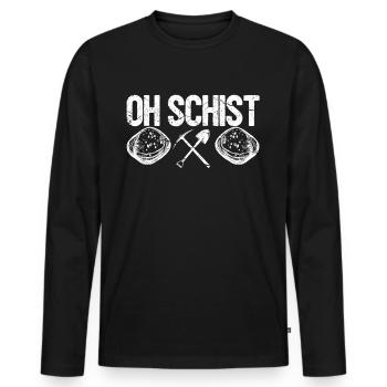 Funny geologist on a stone hunt - Men's Premium Organic Long Sleeve Shirt - black - Front - Nico (187cm)