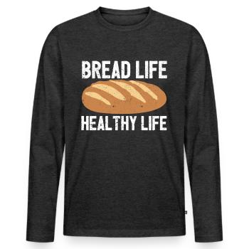 Funny bread baker - Men's Premium Organic Long Sleeve Shirt - heather anthracite - Front - Nico (187cm)
