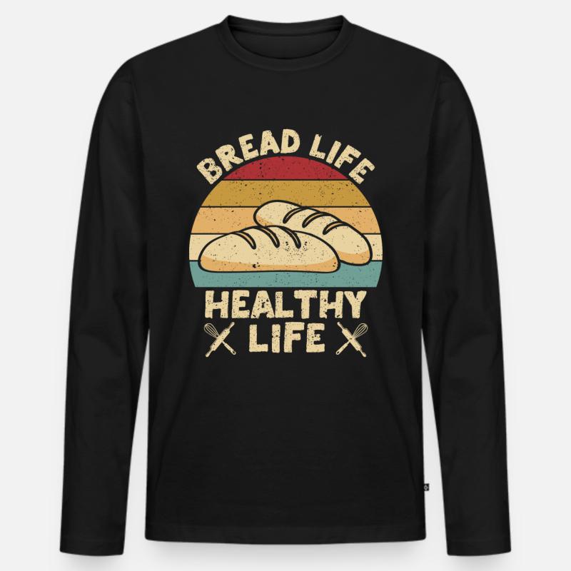 Lustiger Brotbacken-Bäcker - Männer Premium Bio Langarmshirt - Schwarz