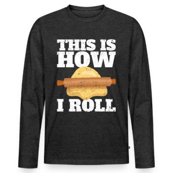 Funny bread baker - Men's Premium Organic Long Sleeve Shirt - heather anthracite - Front - Nico (187cm)