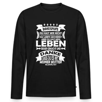 Papa mit Bonus Bester Bonusvater Stiefvater - Männer Premium Bio Langarmshirt - Schwarz - Vorne - Nico (187cm)