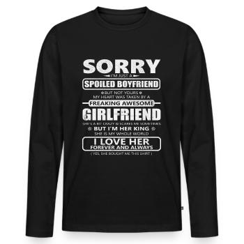 Je suis juste une petite amie gâtée - T-shirt manches longues Premium bio Homme - noir - Devant - Nico (187cm)