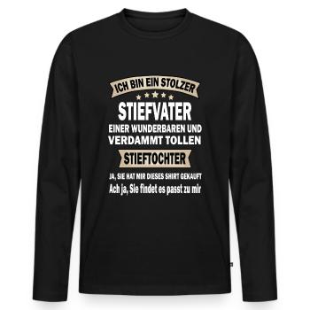 Toller Stiefvater Bonuspapa Stolzer Stiefpapa - Männer Premium Bio Langarmshirt - Schwarz - Vorne - Nico (187cm)