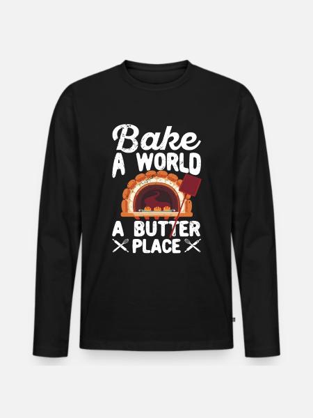 Lustiger Brotbacken-Bäcker - Männer Premium Bio Langarmshirt - Schwarz