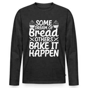 Funny bread baker - Men's Premium Organic Long Sleeve Shirt - heather anthracite - Front - Nico (187cm)