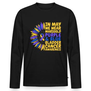 Sensibilisation au cancer de la vessie Tournesol - T-shirt manches longues Premium bio Homme - noir - Devant - Nico (187cm)