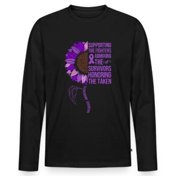 Überdosis Awareness Sonnenblume - Männer Premium Bio Langarmshirt - Schwarz - Vorne - Nico (187cm)